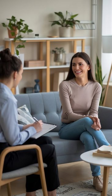 A calm, light-filled therapy office